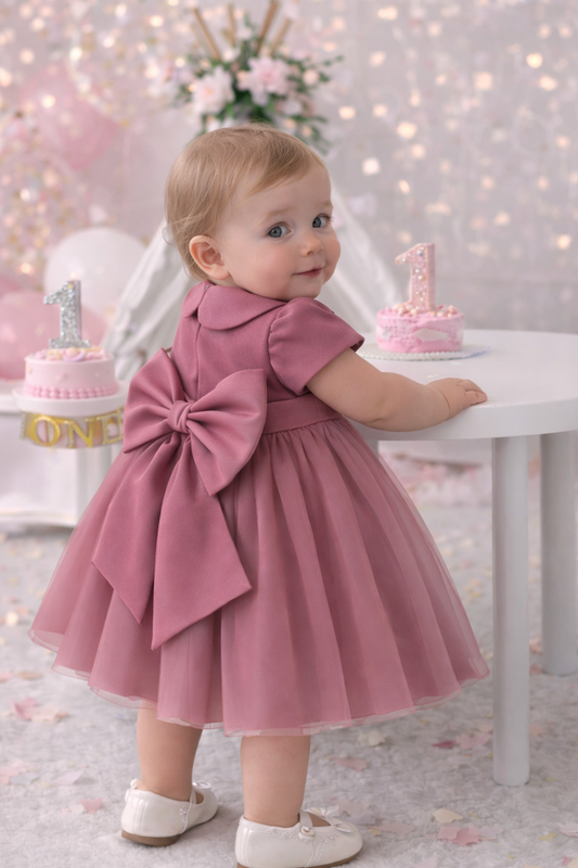 Abito rosa con fiocco dietro !