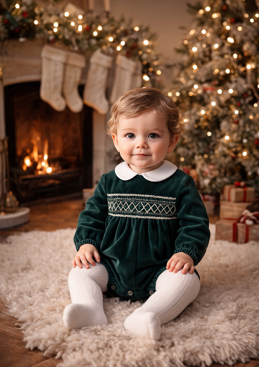 Pagliaccetto verde in velluto