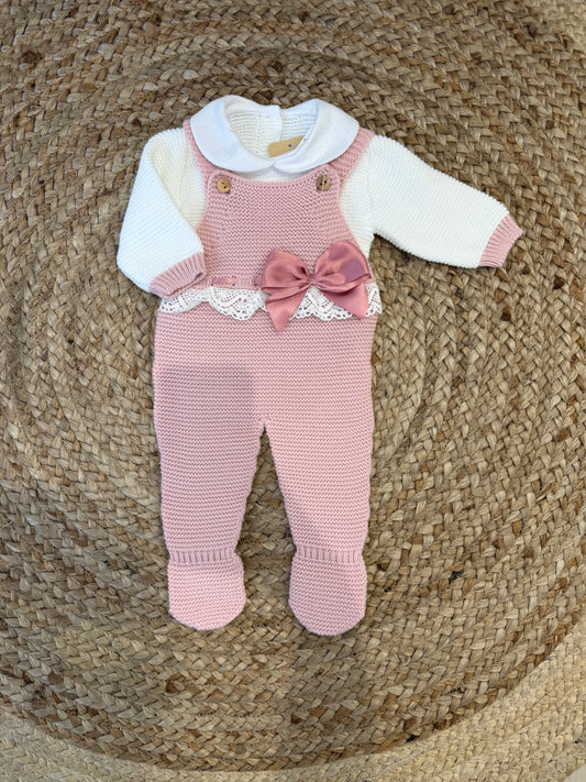 Tutina 2 pezzi con fiocco in raso