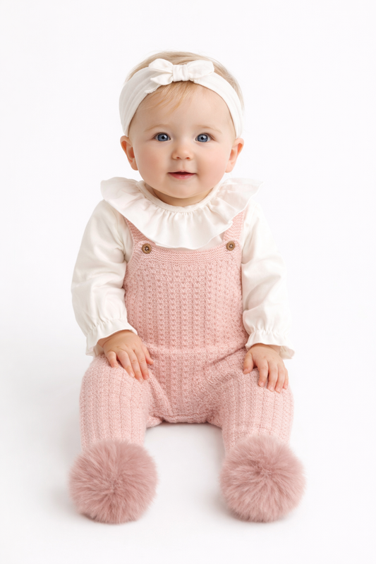 Tutina a salopette con pon pon